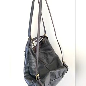 HOBO gray leather purse + backpack